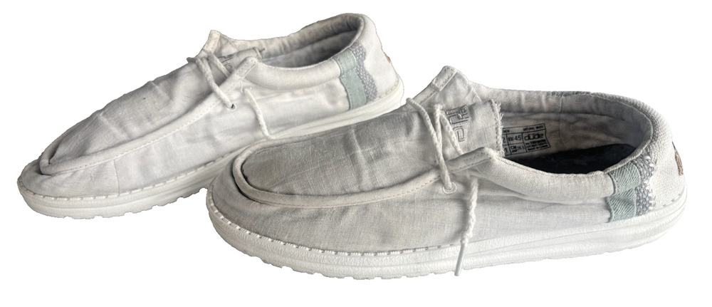 Hey Dude Mens Wally Linen Casual Lightweight Slip On Shoes Size 12 Natural White